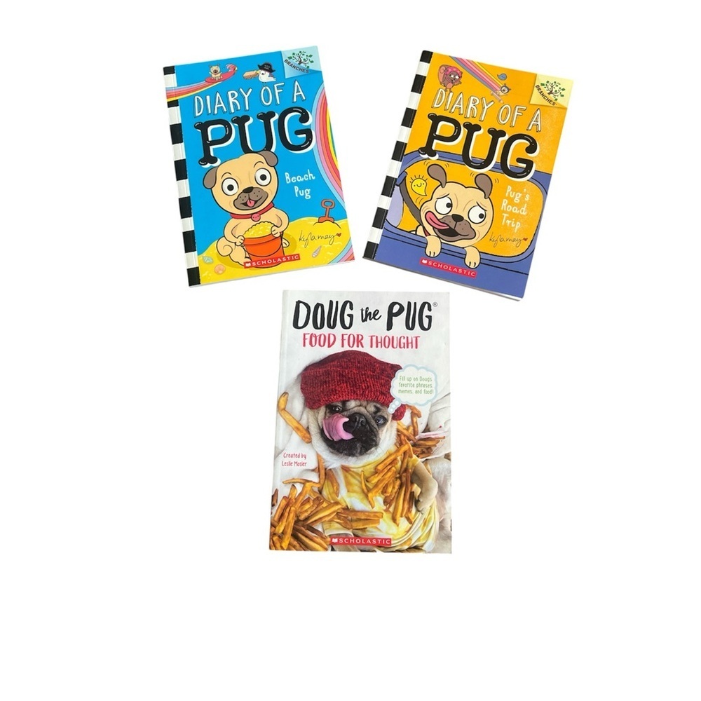 Scholastic Diary of a Pug and Doug the Pug Book Trio - Blue, Yellow, Red